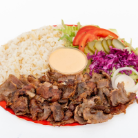 Shaorma la farfurie vita cu orez Shaorma la Pelit Istanbul Kebab Delivery din Târgu Mureş