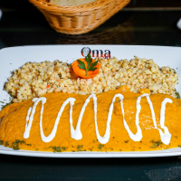 Cotlet cu sos vanatoresc cus cus/muratura/paine/desert Meniu la Omamix din Târgu Mureş