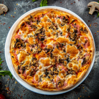 Prosciutto Funghi 620 g PIZZA STANDARD 32 cm (REȚETĂ NOUĂ) la Rexo LunchBox din Târgu Mureş