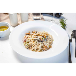 Linguini cu creveti fulgi chili busuioc si parmezan Paste la La Diavolo Home Delivery din Târgu Mureş